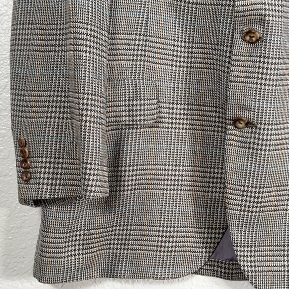 Oxxford Clothes Pure 100% Silk Checked Blazer Partially Lined Men's Size 42L - Picture 4 of 12